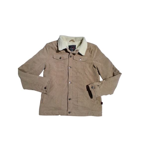 Beautiful Giant Mens size Large Corduroy Sherpa Tan Trucker Grungecore Jacket - Picture 2 of 12